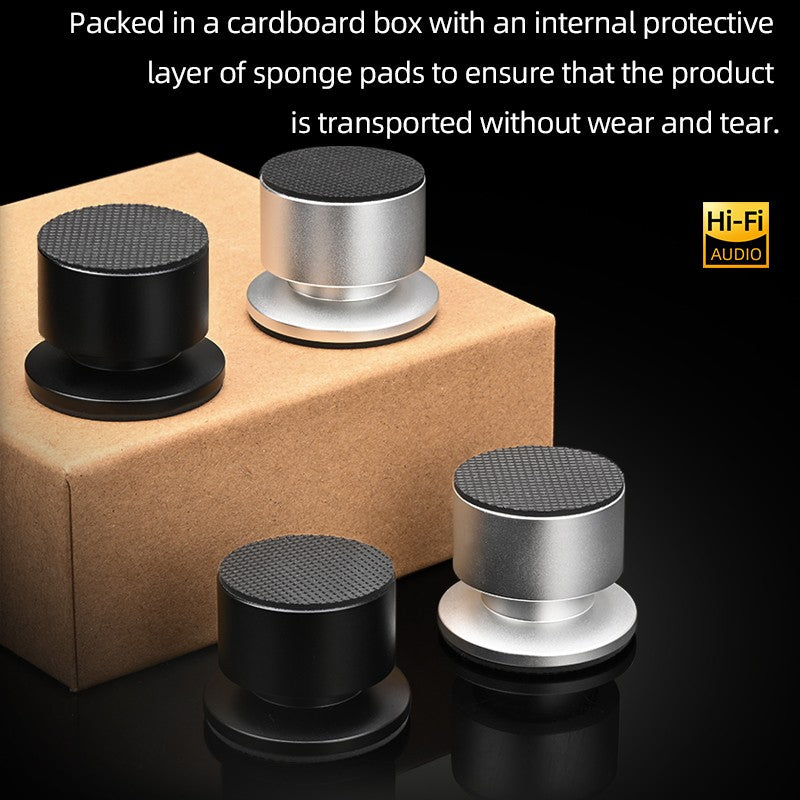 HiFi 4Pcs Speaker Spike Suporte Pés Almofadas Liga de Alumínio Mixer Fibra de Carbono Ajustável Pinos Amortecedores para Caixas de Som