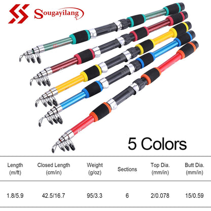 Sougayilang Vara de Pesca de Spinning 2,1m-3,6m Carbono para Truta Carpa Vara de Pesca Telescópica Vara de Pesca com Isca Material de Pesca