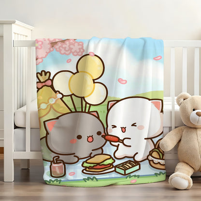 Cartoon cute Peach and Goma Blanket For Sofa Office Bed Plane Travel Sleep Read Relax Camping Soft And Warm