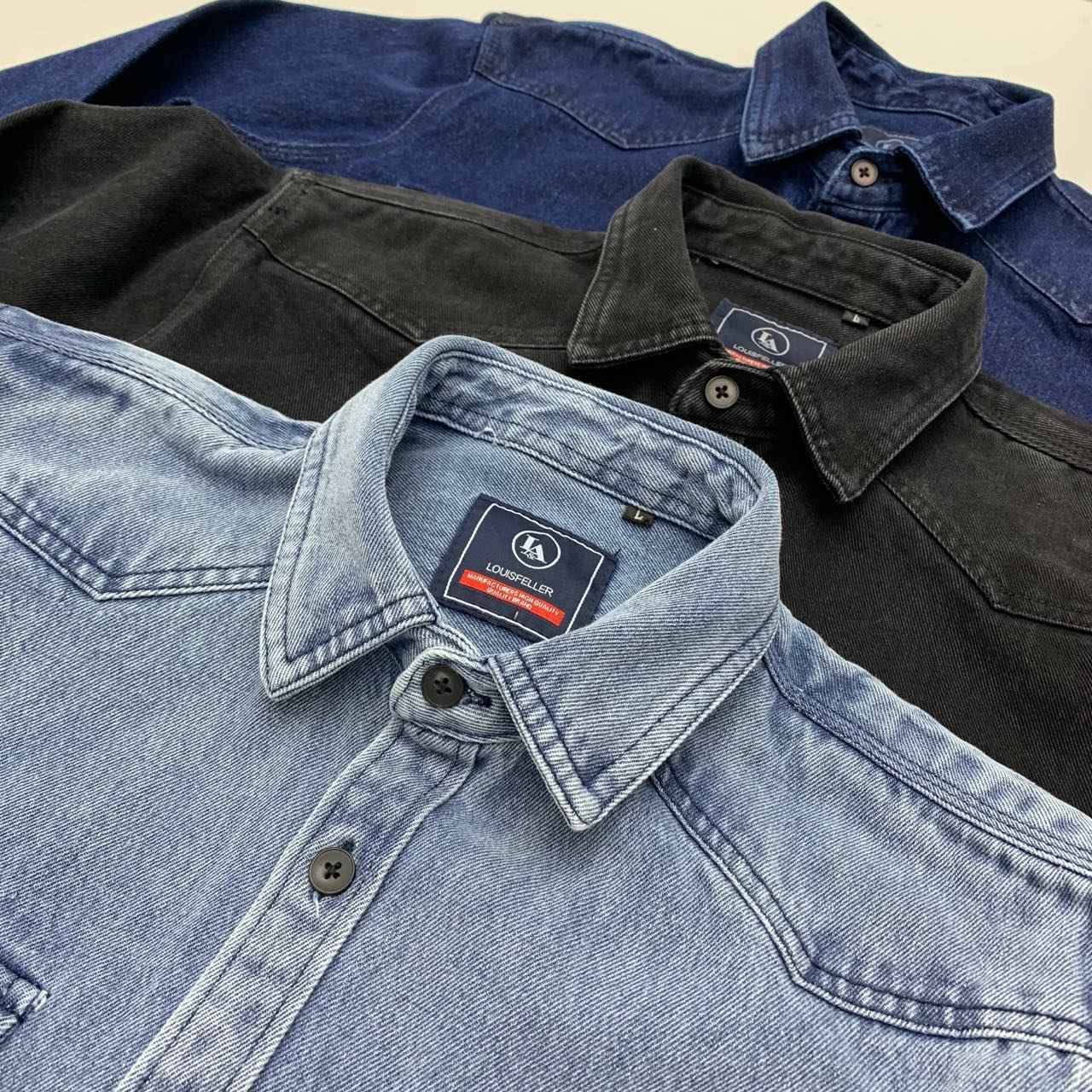 Heavy cargo denim shirt men May Khaki autumn do old retro loose casual plus size shirt coat