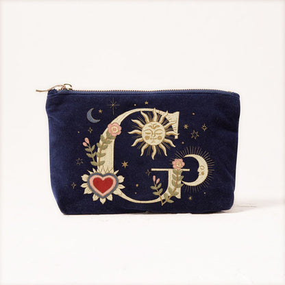 Velvet Handbag Vintage Printed Letter Pattern Makeup Bag