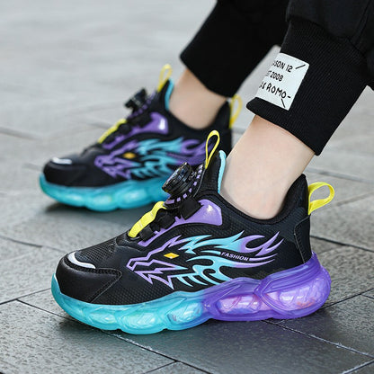 New Anti-skid Leather Kids Sneakers for Boys Running  Walking Lightweight Casual Shoes With Fashion Dragon Pattern Size 28-39