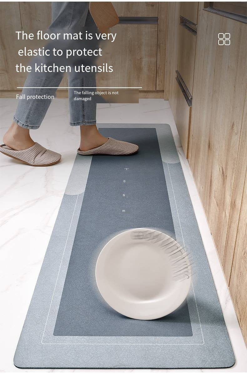 Diatomaceous Earth Absorbent Anti-fouling Kitchen Floor Mats Bathroom Anti-slip Rugs Kitchen Scrubbable Long Carpet