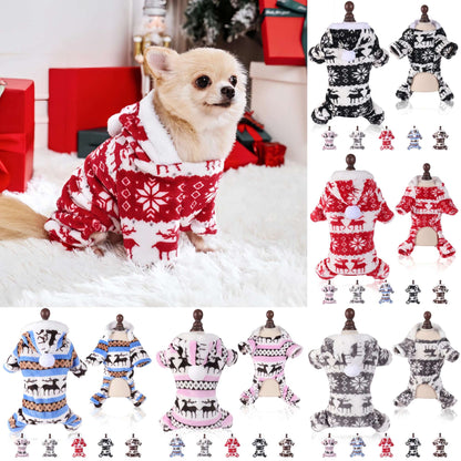 Roupas de cachorro de Natal de inverno Macacão de cachorro de pelúcia quente Pijamas para cães médios pequenos Para baixo Gatos Parkas Filhote de cachorro ???? Roupa para cães