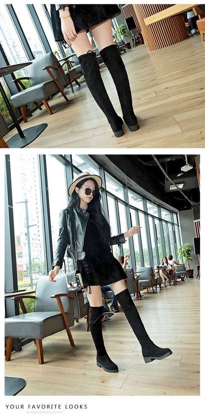 Women Over The Knee Boots Suede Sexy High Heels Lace Up Long Boots Fall/winter Warm Thigh High Boots Party