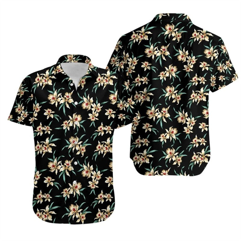 Loose Hibiscus Men's Shirt Short Sleeved Floral Beach Hawaiian Shirts Popular Bright Quick Dry Tops Customized Avatar Clothes