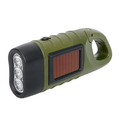 Solar Led Flashlights Portable Hand Cranked Dynamo Torch for Outdoor Riding Camping Power Hiking Long-range Emergency Lantern