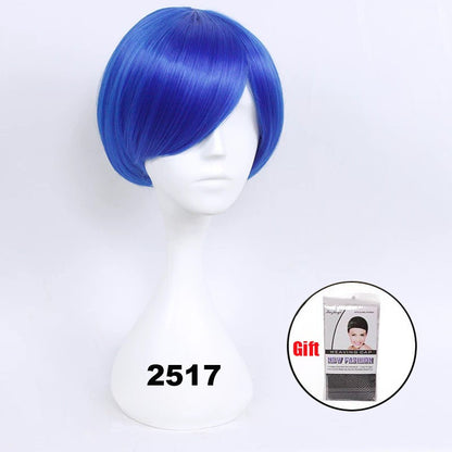 Peruca curta sintética Snoya 30cm roxo azul vermelho amarelo fibra de alta temperatura Peruca para festa a fantasia Cosplay 23 cores