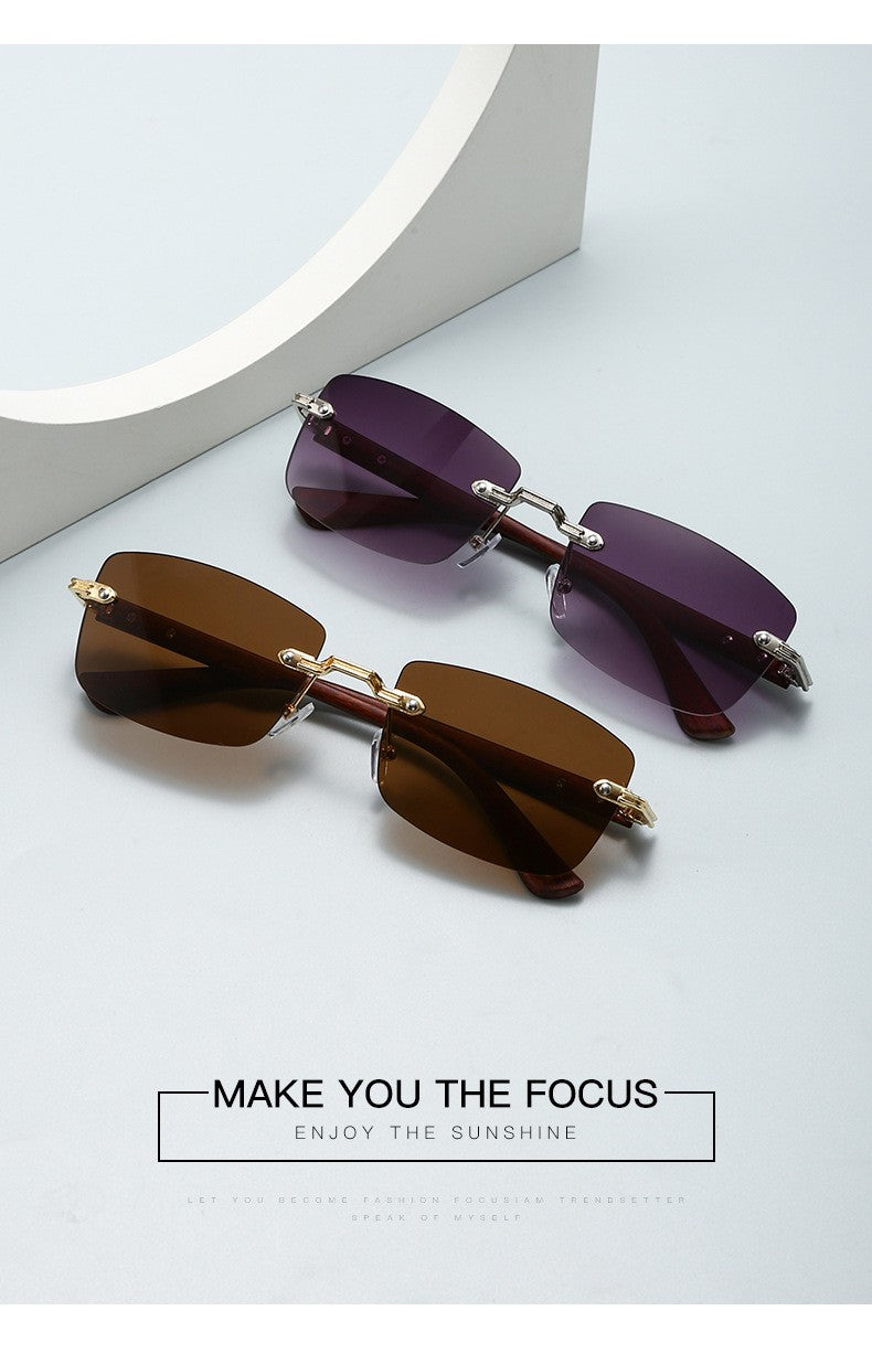 Vintage Frameless Sunglasses for Women Men Rectangle Sun Glasses Female Oval Eyewear Oculos De Sol for Male Female Eyeglasses