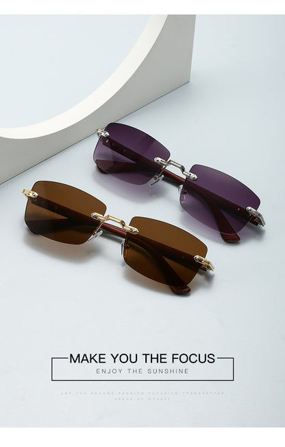 Vintage Frameless Sunglasses for Women Men Rectangle Sun Glasses Female Oval Eyewear Oculos De Sol for Male Female Eyeglasses