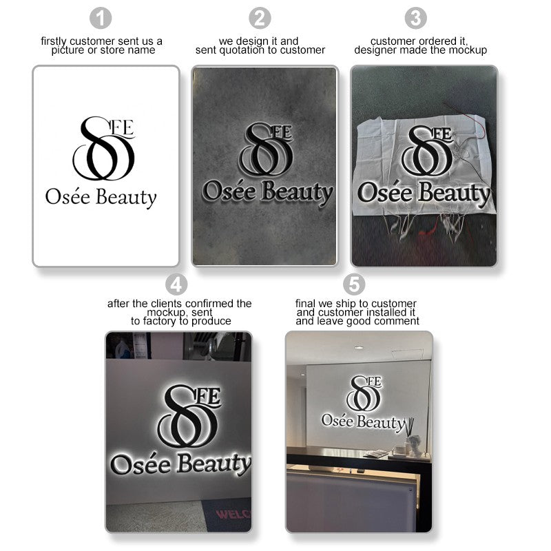 Custom Business Sign Large Illuminated Logo Metal 3D LED Letter Durable LED Backlit Signage Name Outdoor Shop Door Head