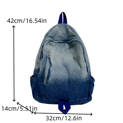 Men's and Women's Backpacks, Student Schoolbags, Large-Capacity Washed Denim Bags