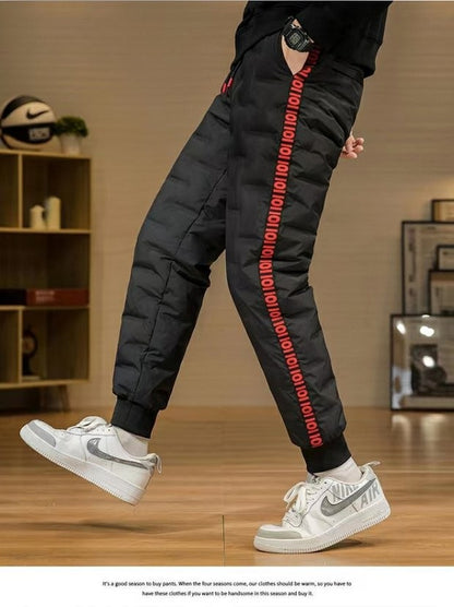 Men's down Pants Thiened Winter Outerwear Warm Long Trousers Du down Cold Resistance Cotton Pants Leisure Casual Sports
