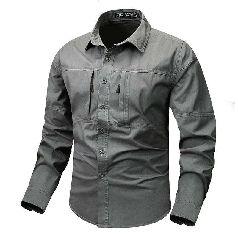 Spring Men Cargo Cotton Long Sleeve Shirts Man Casual Breathable Tactic Shirts Male Multi Pocket Outdoor Blouses Work Shirts 5XL