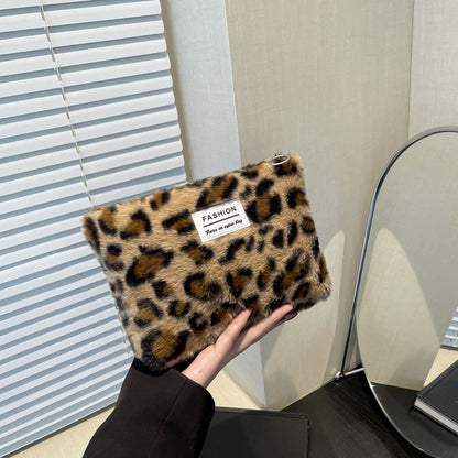 INS Style Canvas Sanitary Mat Bag Leopard Change Purse Coins Keys Wallet Zipper Design Credit Card Holder Cosmetics Napkin