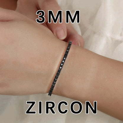 ?Pulseira Genuína de Tênis em Prata Esterlina S925 com Banho de Ródio Negro 3mm 4mm 5mm Moissanite Negra Joia Moderna Elegante para Mulheres?
