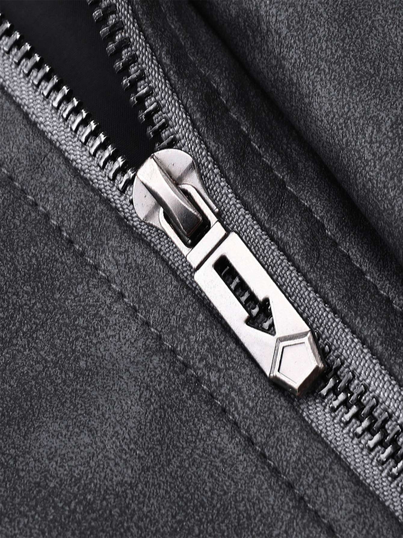 Plus Size Men's Casual Loose Fit Turndown Collar Motorcycle PU Leather Jacket, Suitable For Autumn, Zipper Front