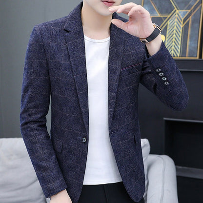 The 2025 autumn checkered suit jacket is a stylish, cool, casual, business and trendy Korean-style fitted suit jacket top