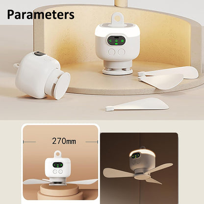 Ceiling Fan Portable Camping Tent Ceiling Canopy Fan 8000mah Rechargeable Wireless Fan Air Circulators with Remote Control Light