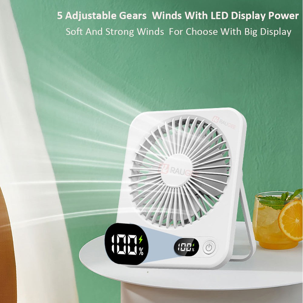 Desk Fan Portable Mini Fan Foldable Table Fan With 5 Gear USB Rechargerable Wall Fan Student Desktop Hang Fan For Office Home
