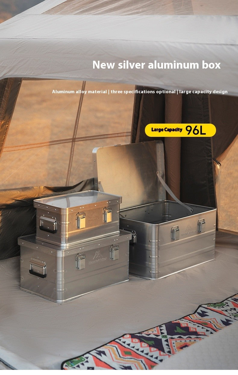 MOUNTAINHIKER Outdoor Storage Box Camping Picnic Travel Aluminum Alloy Large Capacity Box Silver Storage Bag 30-80L