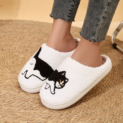 Platform Fluffy Slippers Women House Plush Cartoon Dog Designer Winter Shoes Girls Flats Home Fashion Casual Footwear Large Size