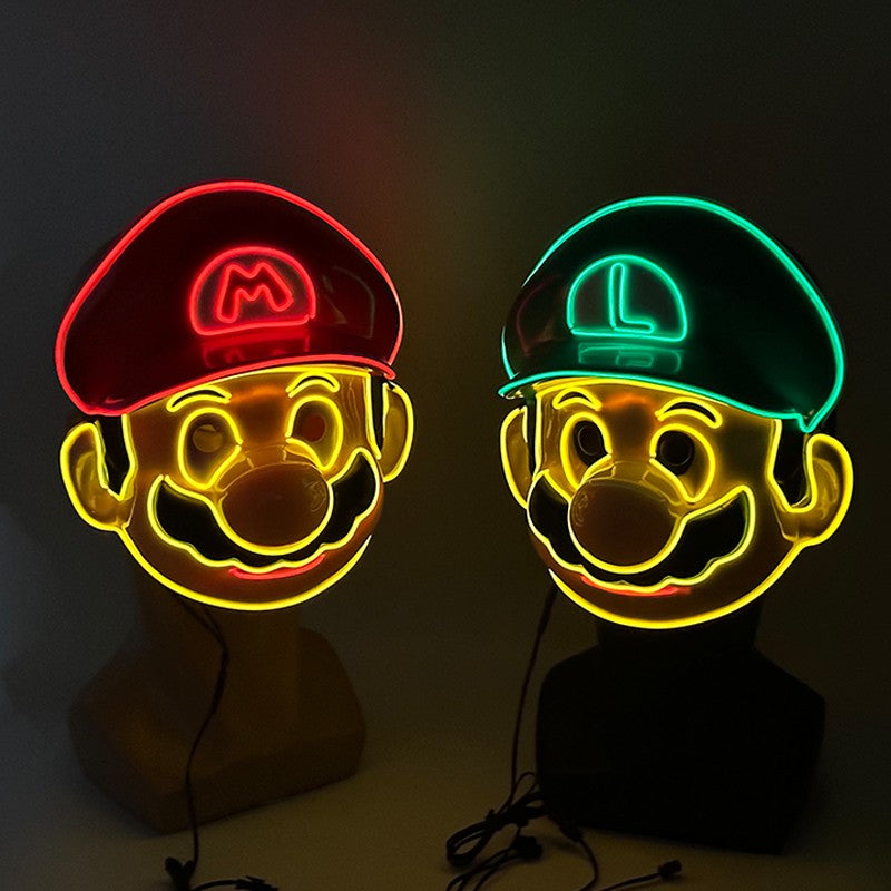 Funny Glowing Masquerade Disguise Mask Props Adult Kids Game Theme Cosplay Luminous Mask Carnival Neon Light Up Supplies