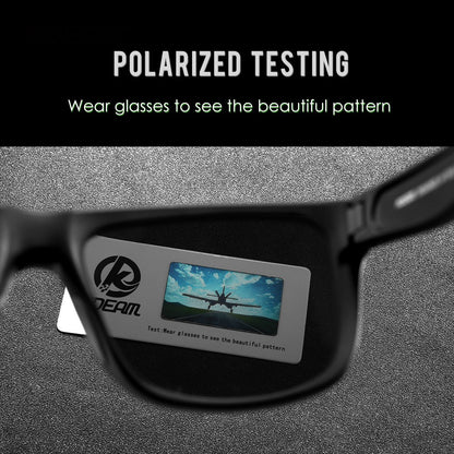 KDEAM Polarized Sunglasses Men Sports Tridimensional Brand Logo TR90 Square Sun Glasses All Black With Zipper Case KD0721