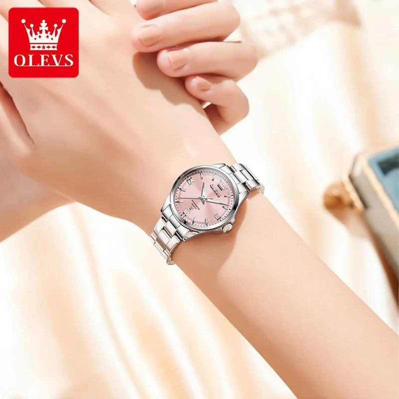 OLEVS 3668 Women Watch Luxury Original Waterproof Stainless Steel Quartz Watch Roman Automatic Date Women Watch Reloj Para Mujer