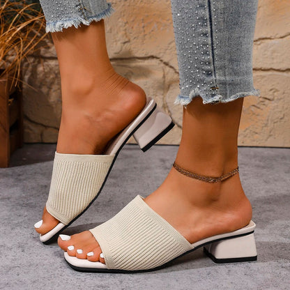 Women Sandals Slippers Summer Luxury Outdoor Casual Size 41 Women Shoes Soft Open Toe High Heels Slides Black Mules Sandals