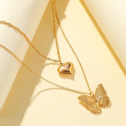 Colar Borboleta Vintage Feminino Dourado Aço Inoxidável Lâmina Correntes de Cobra Pingentes Estéticos Gargantilha Joias Femininas Presente Para Mulher