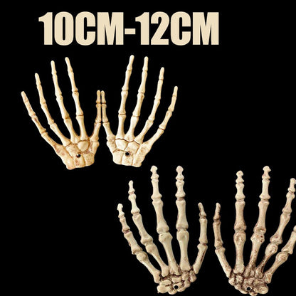 1 Pair Of Halloween Skeleton Hands Haunted House Bar Party Plastic Horror Props Dummy Hands Bones Halloween Scene Decor Supplies