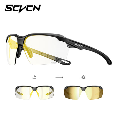 SCVCN Photochromic Cycling Sunglasses Bike Glasses Mountain Bicycle Hiking Golf UV400 Sports Glasses for Men Women Baseball