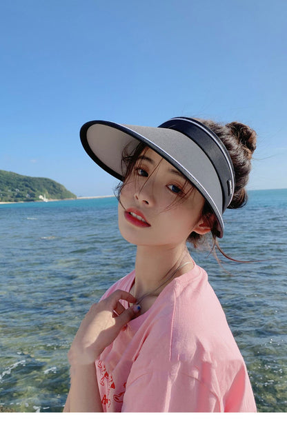 New Sun Hat Women's Uv Protection Sun Hat Summer Empty Cap Large Brim Outdoor Cycling Face Shade Hat Woman