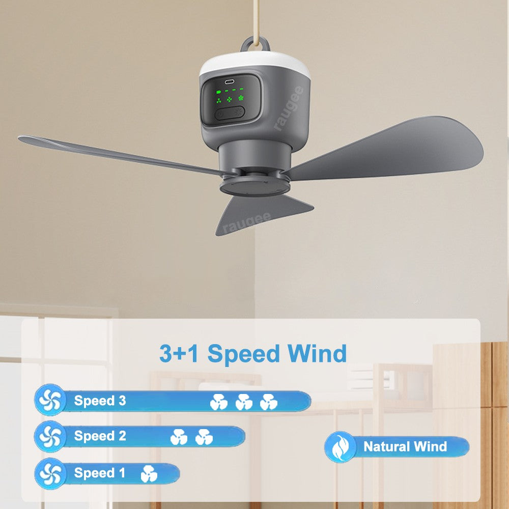 12000mAh Ceiling Fans Portable Camping Fan Tent Air Circulator Cooler Outdoor Rechargeable Electric Fan LED Light Remote Control
