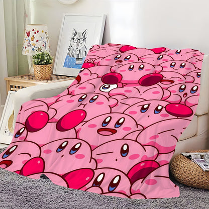 Cute Cartoon K-Kirby Blanket Soft Comfortable Nap Plush Suitable For Iiving Room Office Bedroom Birthday Home Kid Gift