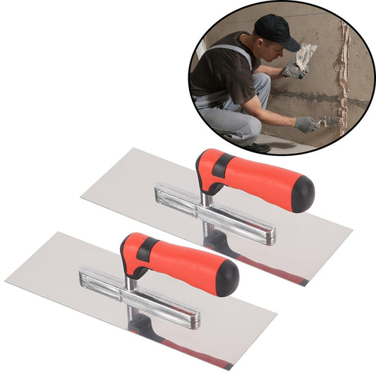 1/2 Peças Desempenadeira de Aço Inoxidável de 27,94 cm x 10,16 cm – Ferramenta para Concreto, Drywall e Azulejo (Cabo de Plástico Confortável Resistente à Corrosão)