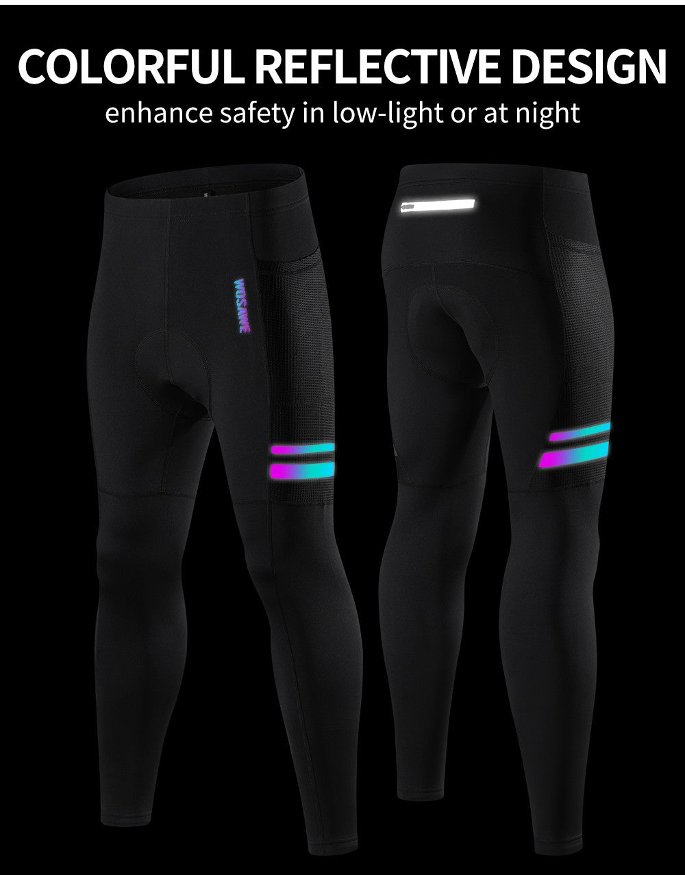 WOSAWE Men's Cycling Jersey Set Winter Fleece Cycling Jacket Pants Warm Long-sleeved Suit Bike Bicycle Jacket Riding Suit