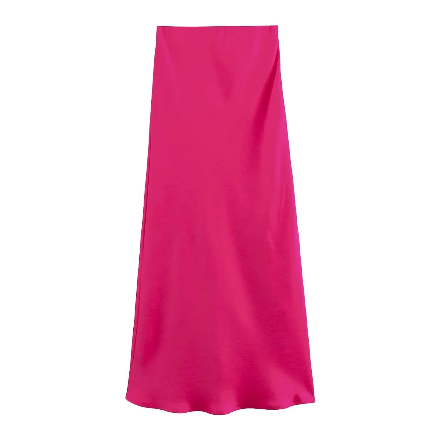 XNWMNZ Women's Fashion 2023 Flowing Satin Midi Skirt Women Vintage Elastic High