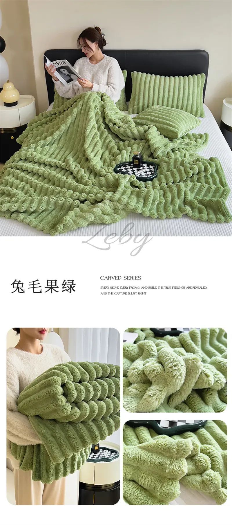Imitation Rabbit Velvet Spring Autumn Warm Blankets or Blanket and Pillowcase Soft Fluffy Warmth Throw Blankets for Sofa Napping