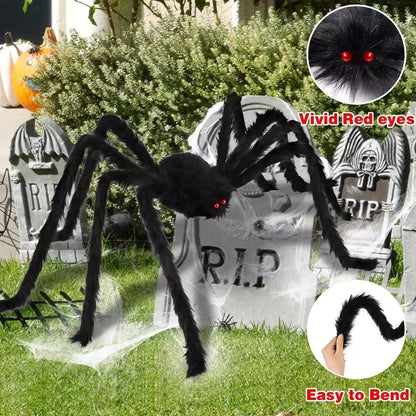 Teia de Aranha Gigante Preta Assustadora de Halloween Decoração de Halloween para Casa Bar Adereços de Casa Assombrada Decoração Externa de Feriado