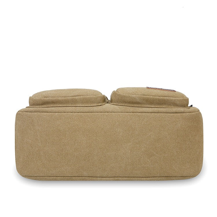 Neutral business casual crossbody bag - adjustable shoulder straps, multiple zippered compartments, durable black polyester lini