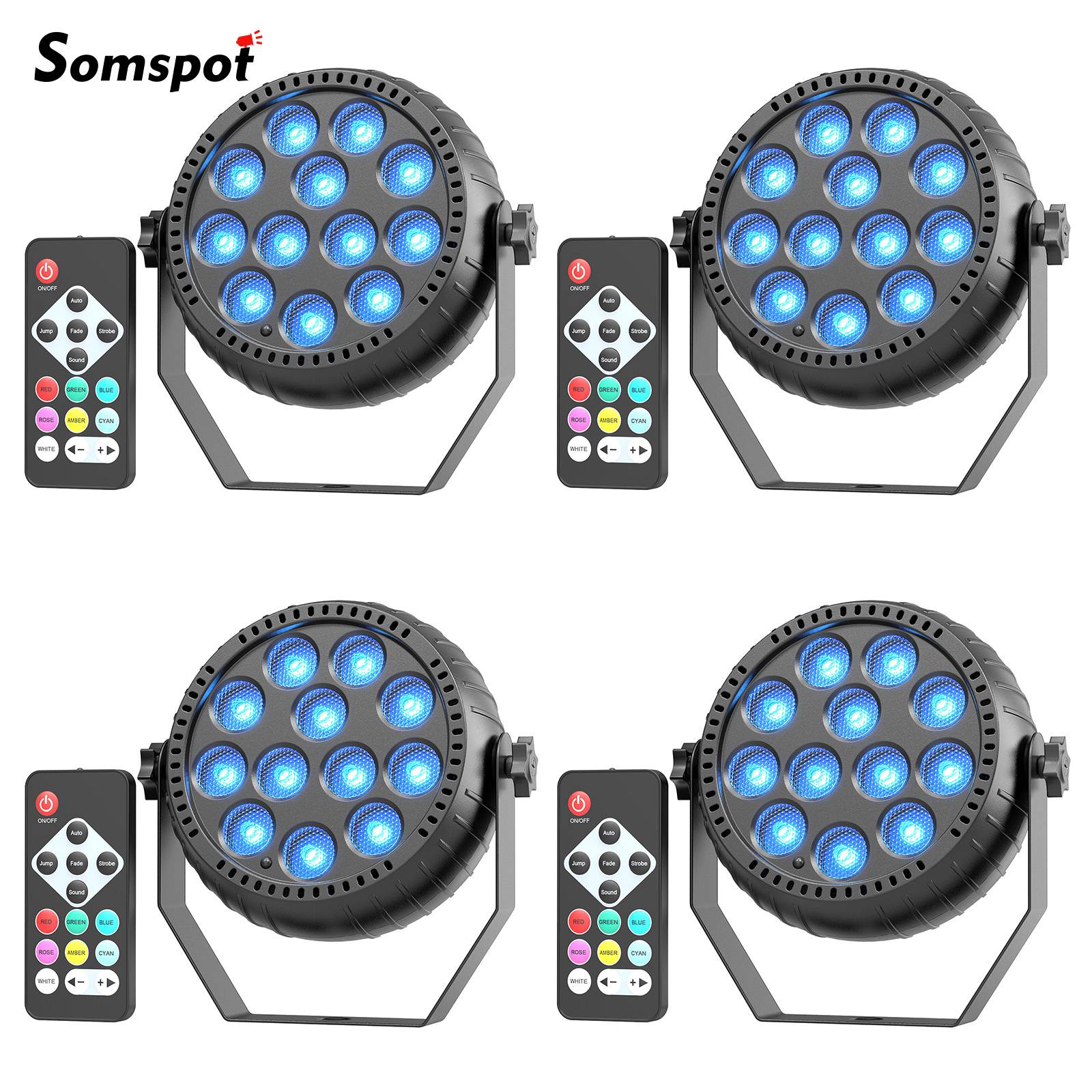 Somspot LED RGB Par Lights Remote & DMX Control Stage Light Effect Projector for Church Wedding Party Club Music Live