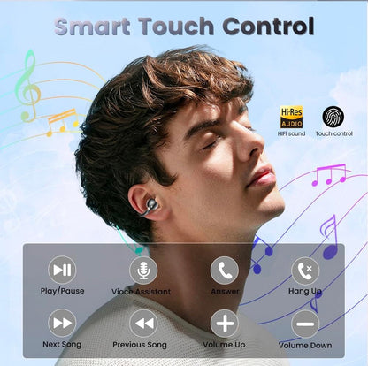 Open-Ear True Wireless Earbuds BT 5.4 OWS Earphone with 72H Play Time Long-Battery Life IP56 Waterproof Headphone for Sport Work