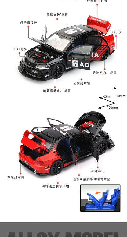 1:32 Mitsubishi Lancer Evolution EVO Pista Pintado Sports Metal Liga Modelo de Carro Fundido Veículo em Miniatura Miniatura GT Presente Amigo