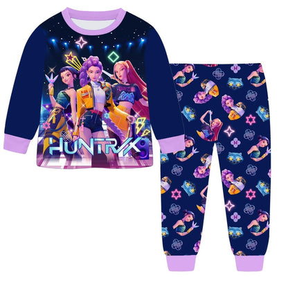 Anime Kpop Demon Hunters Zoey Costume Kids Huntrix Rumi Girls Tshirt Pants Sets Autumn Pajamas for Children's Clothing 3-14Years