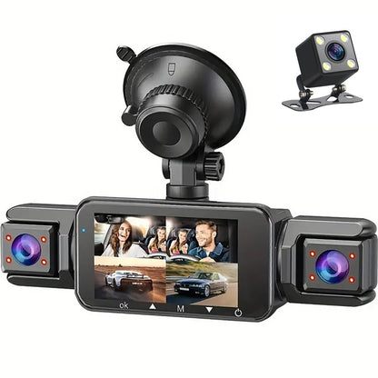Câmera Veicular 4 Canais 360° Carro DVR Black Box 128G Câmera Frontal Esquerda Direita Traseira Gravador de Vídeo G-Sensor Monitor de Estacionamento 24H