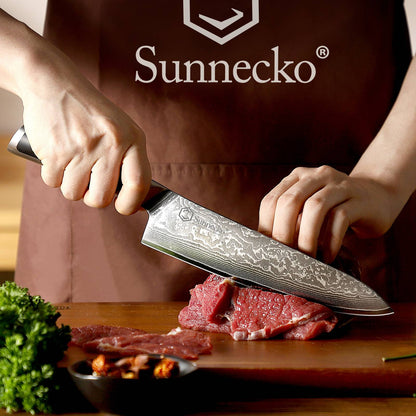 Facas Damasco Sunnecko 1-6Pcs/Set Faca de Cozinha Ultra Afiada com Núcleo VG10 Fio de Corte Utilitário Cutelo do Chef Santoku Fatiar Descascar