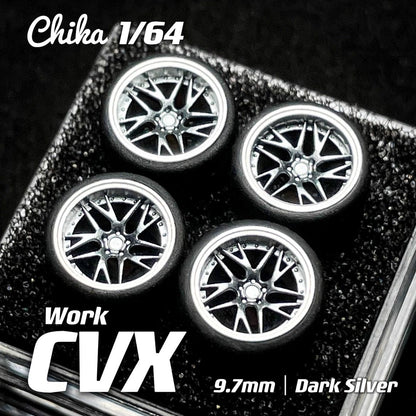 1/64 Chika  Wheels with Rubber Tires Model Car Modified Parts BBS RS  JDM VIP For Hotwheels Tomica MiniGT ?Supplied with axle?