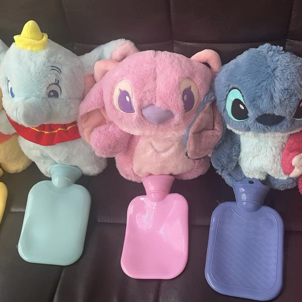 in stock Disney Stitch Angel Lotso Pooh Bear Dumbo Plush Hand Warm Bottle Hot Water Bottles Portable Warm Hand Bag Girl Gift